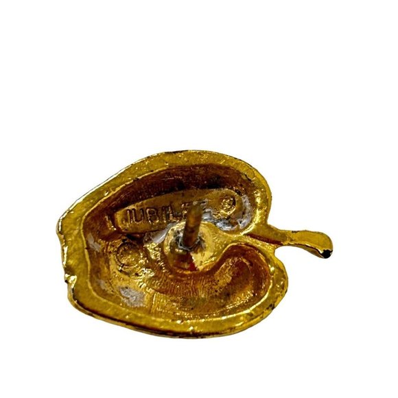 Vintage Signed Jubilee Apple Lapel Pin Goldtone .5 x .75" - Picture 5 of 6